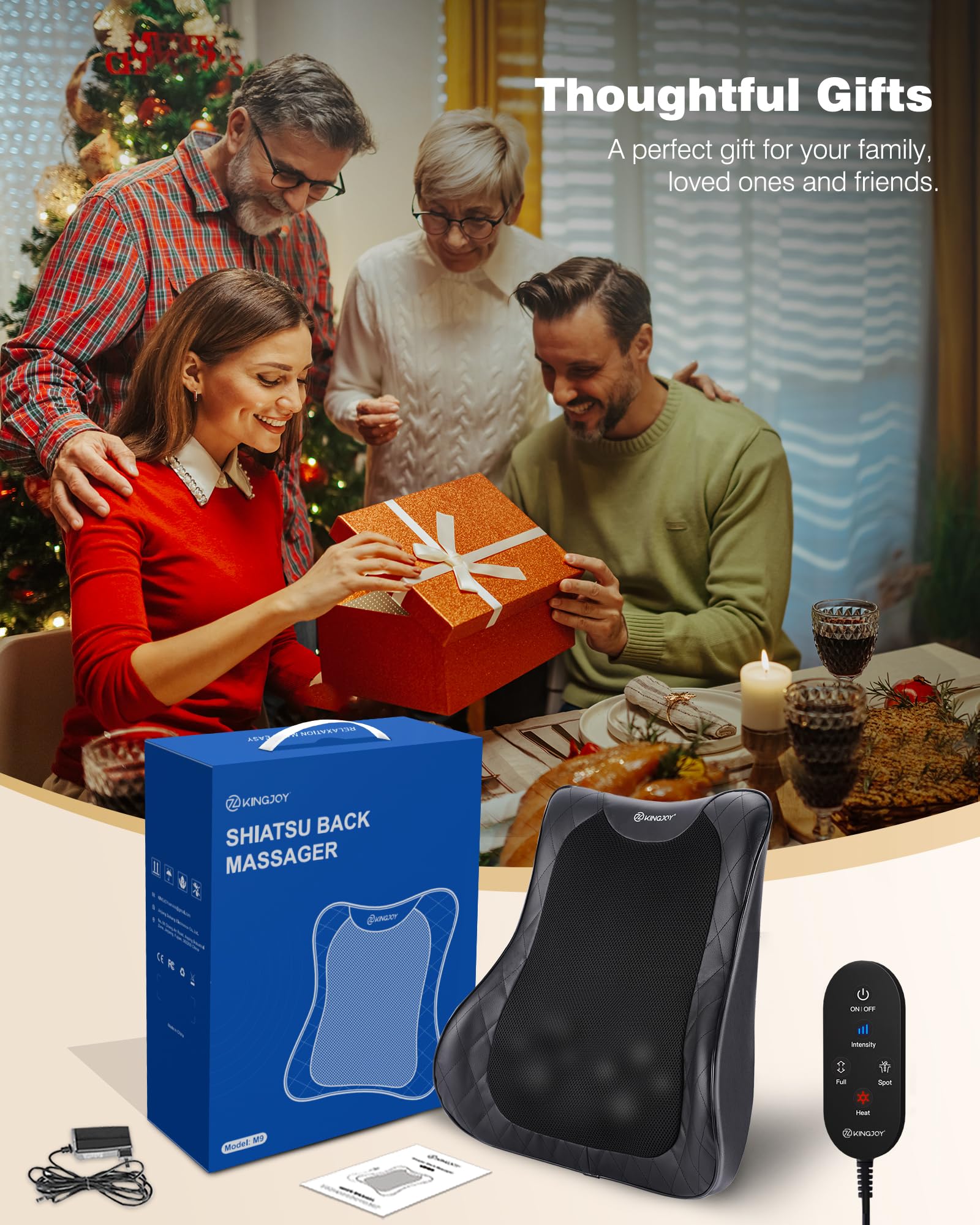 KINGJOY back massager includes a 1-year warranty for peace of mind.