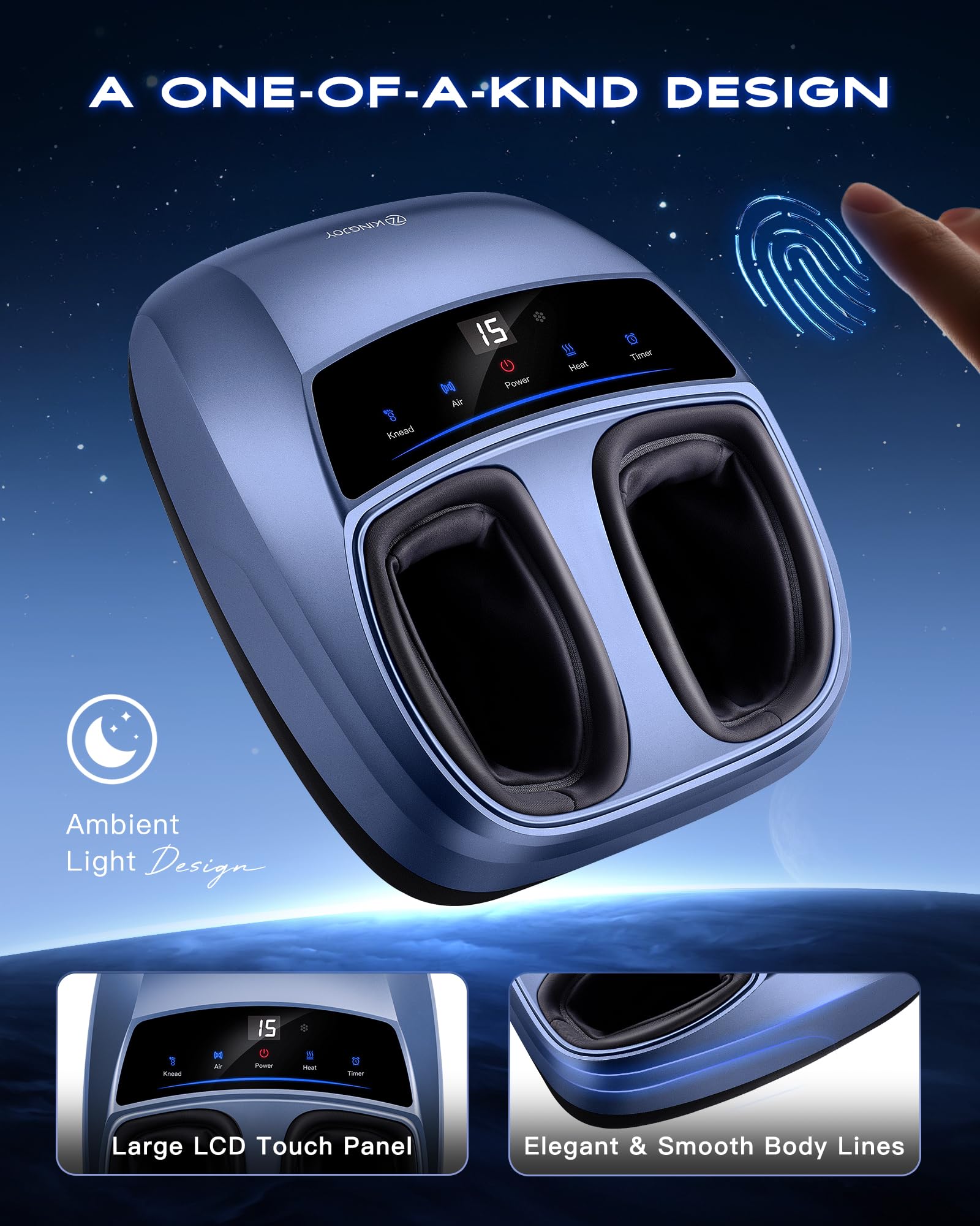 KINGJOY Foot Massager with Heat compact design for home office use.