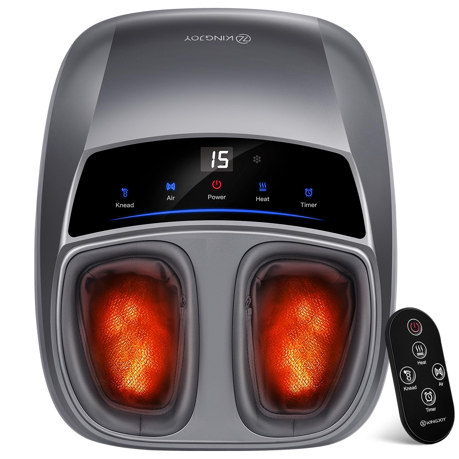KINGJOY foot massager top view showing dual zone heat for both feet
