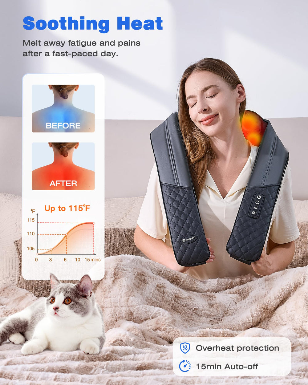 KINGJOY control panel on the side makes operation simple during massage.
