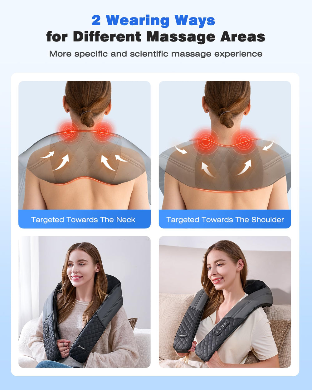 KINGJOY massager with heat provides soothing warmth for neck and upper back.