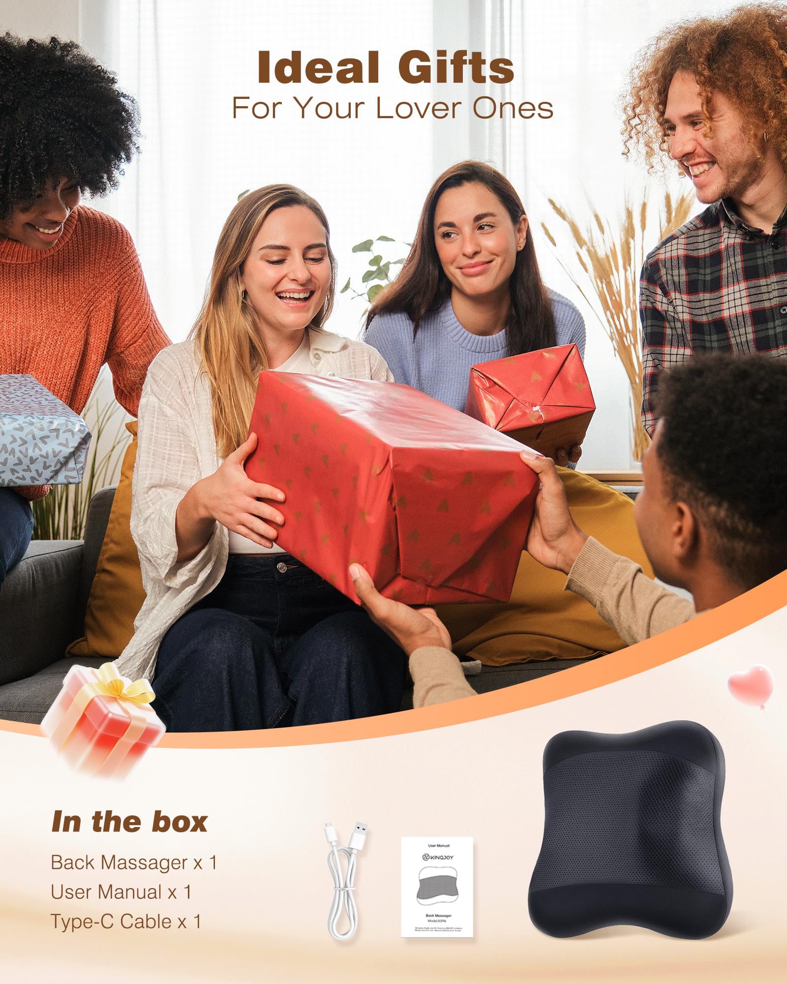 Kingjoy portable back massager suitable for home, office, or car.