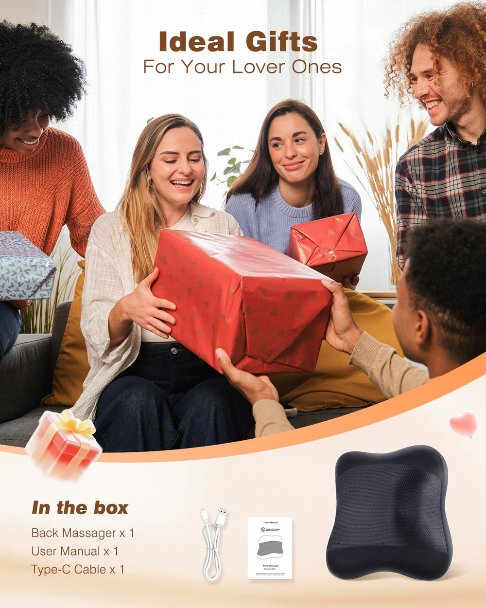 Kingjoy portable back massager suitable for home, office, or car.