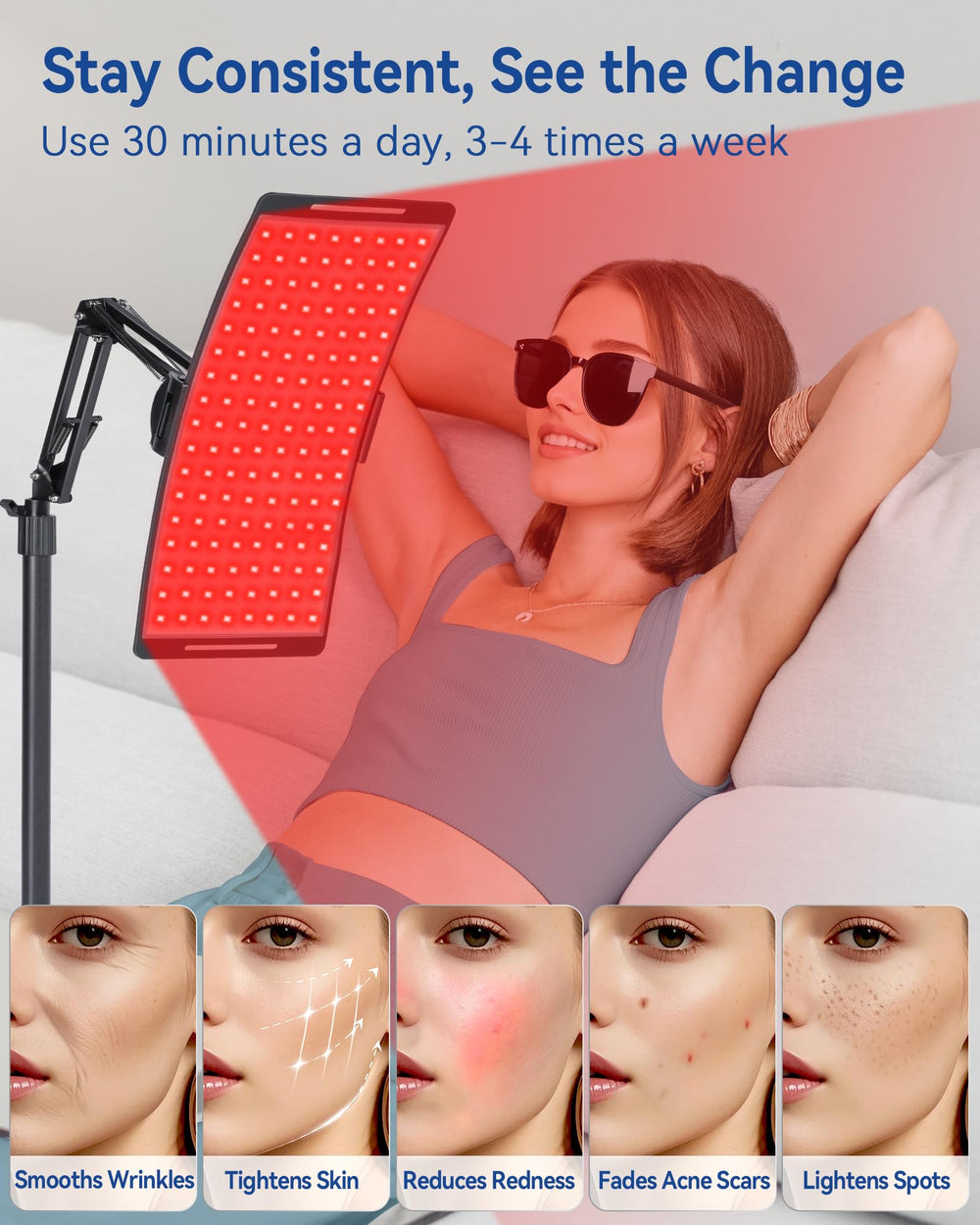 KingPavonini 660nm red light for surface skin benefits.
