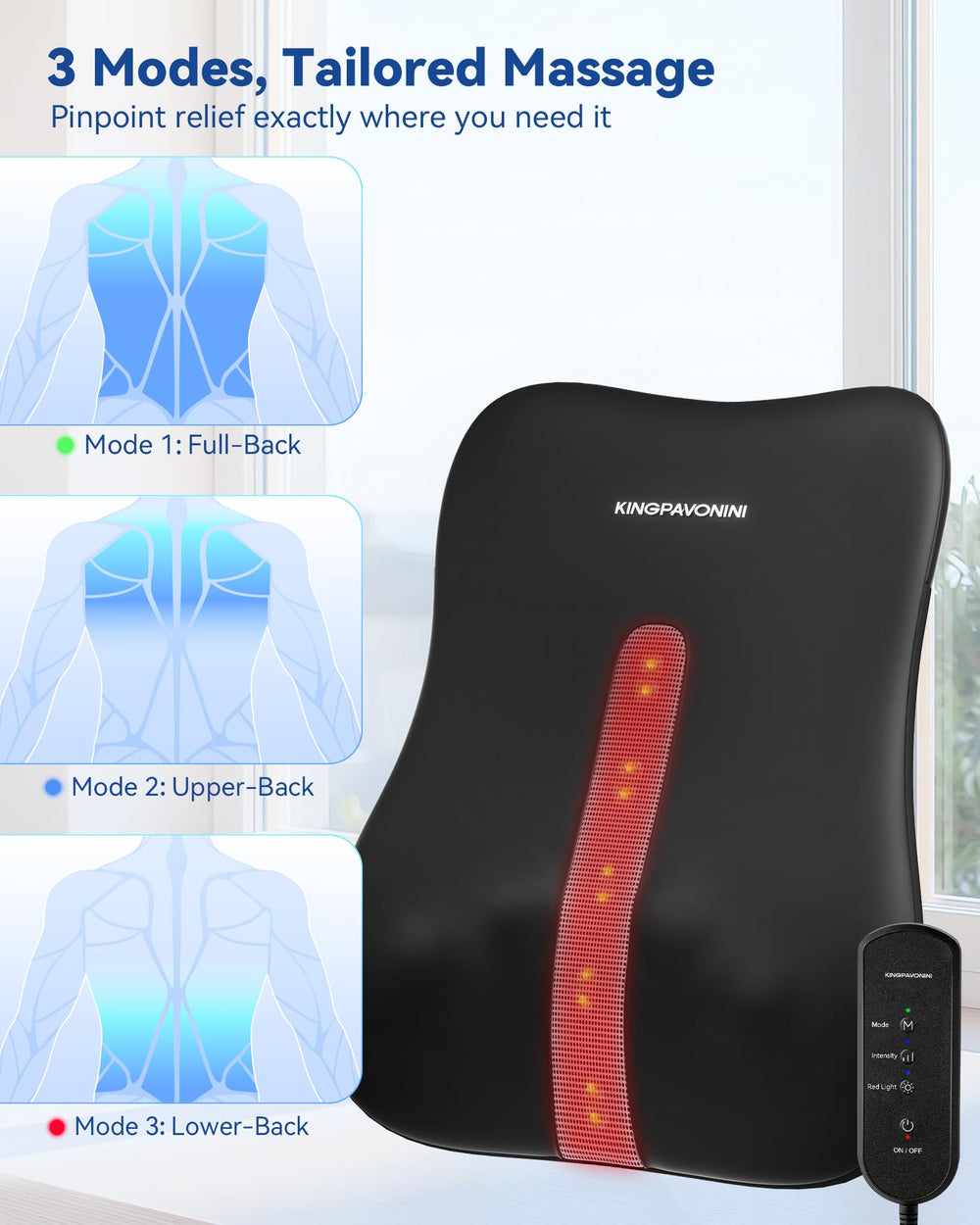 KingPavonini cushioned layer deep Shiatsu provides soothing kneading without waist pressure