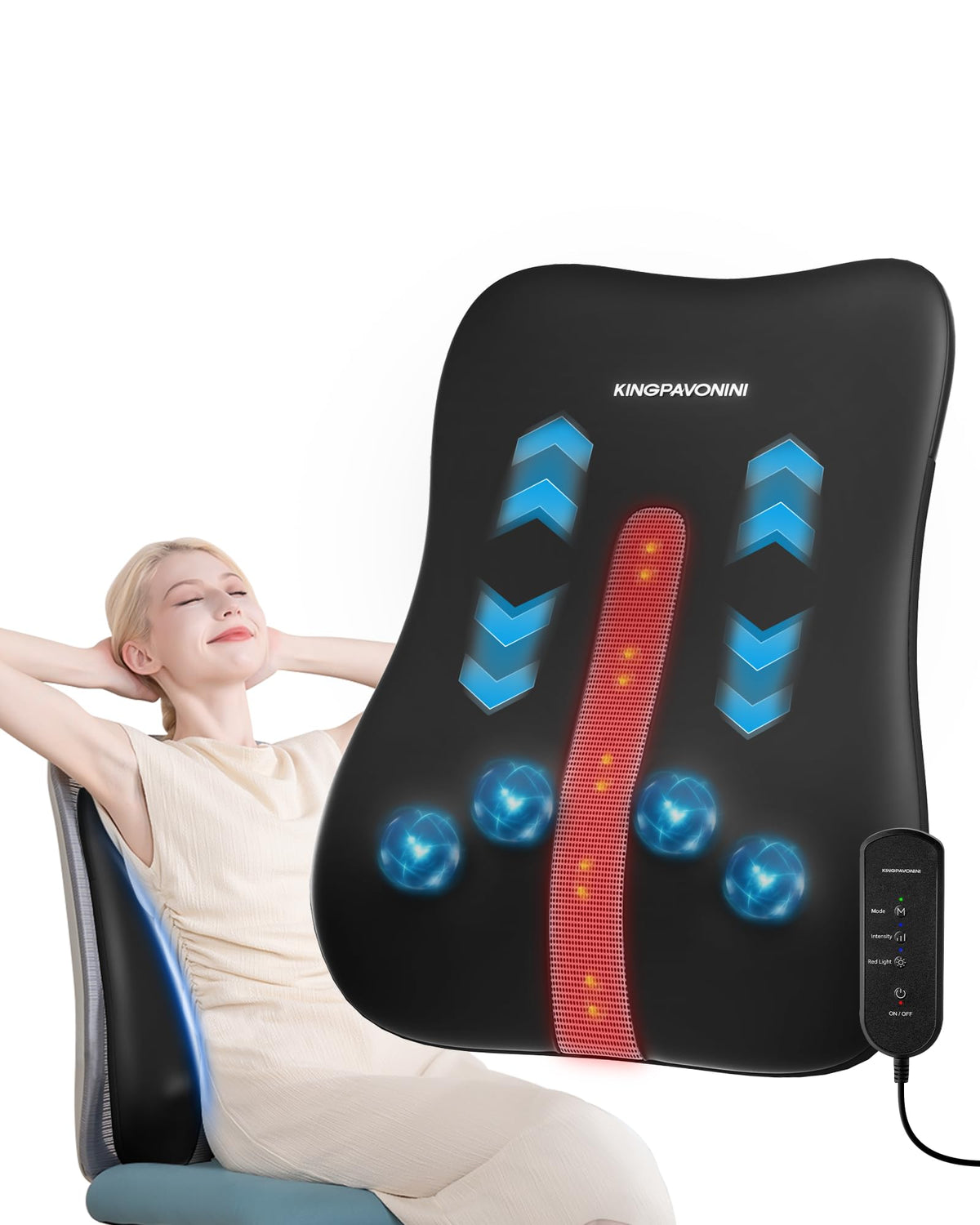 KingPavonini back massager with full-back coverage for comprehensive comfort