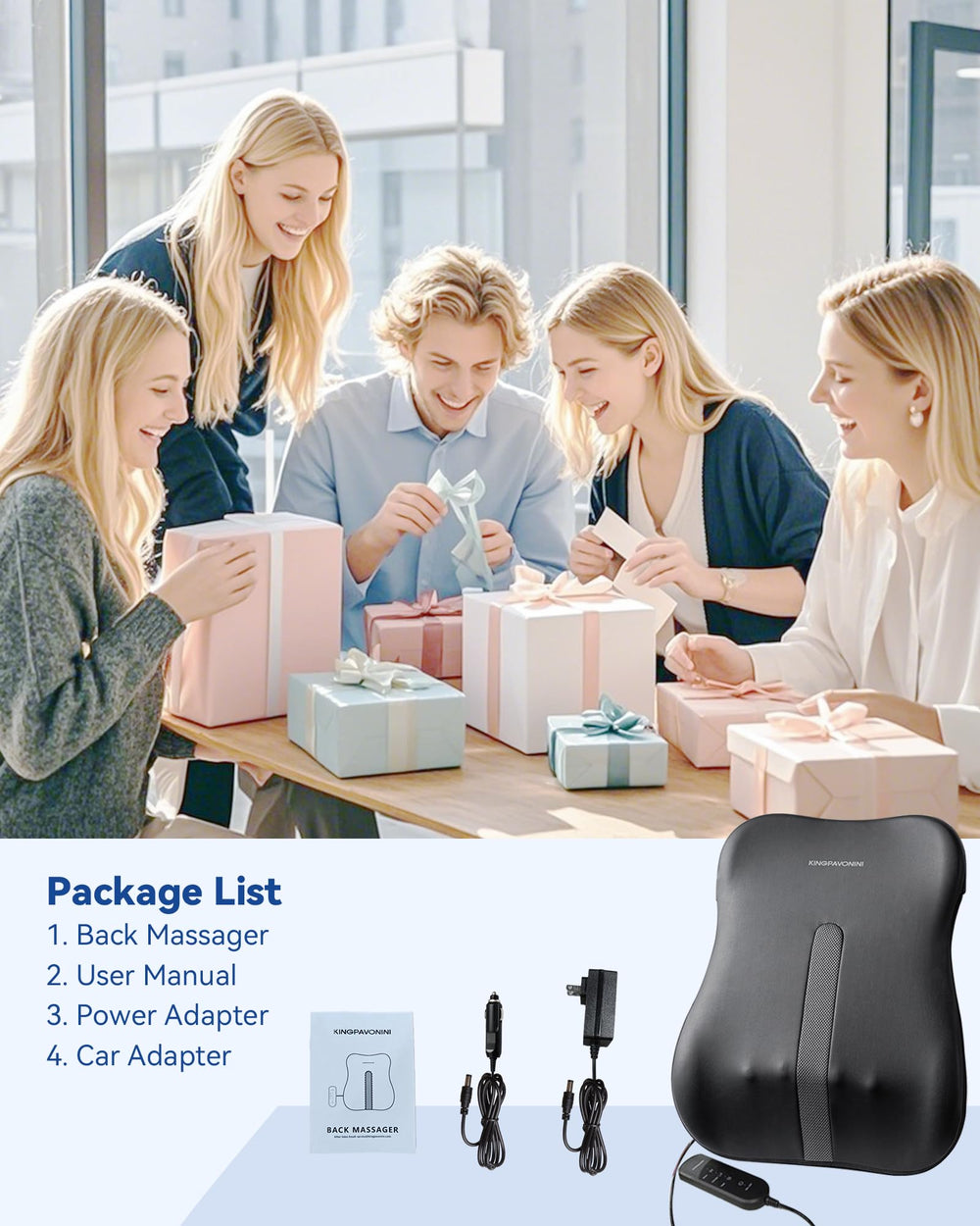 KingPavonini gift-ready lumbar massager ideal for holidays and birthdays