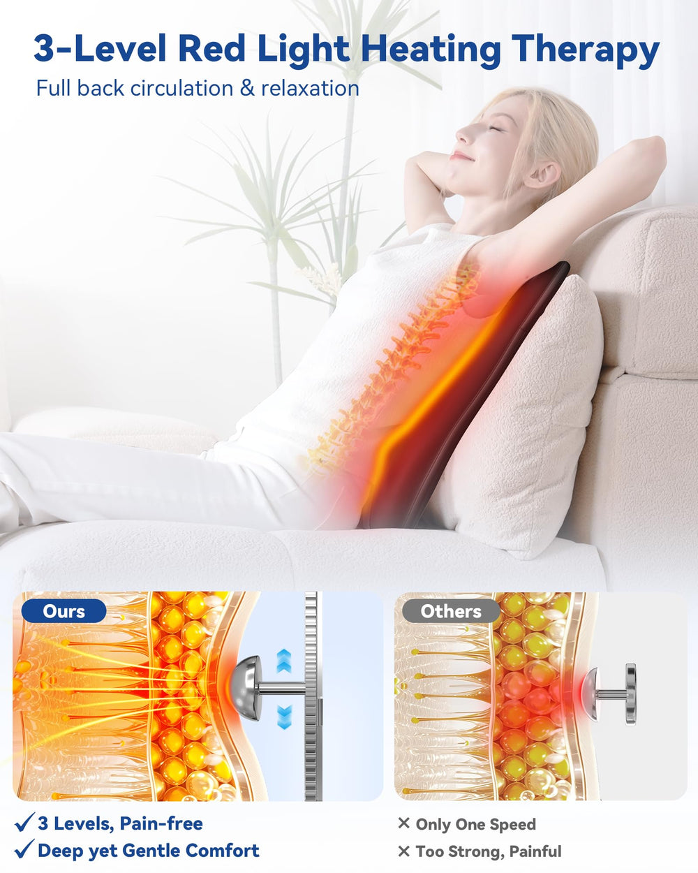 KingPavonini back massager with red light therapy targeting lumbar and upper back