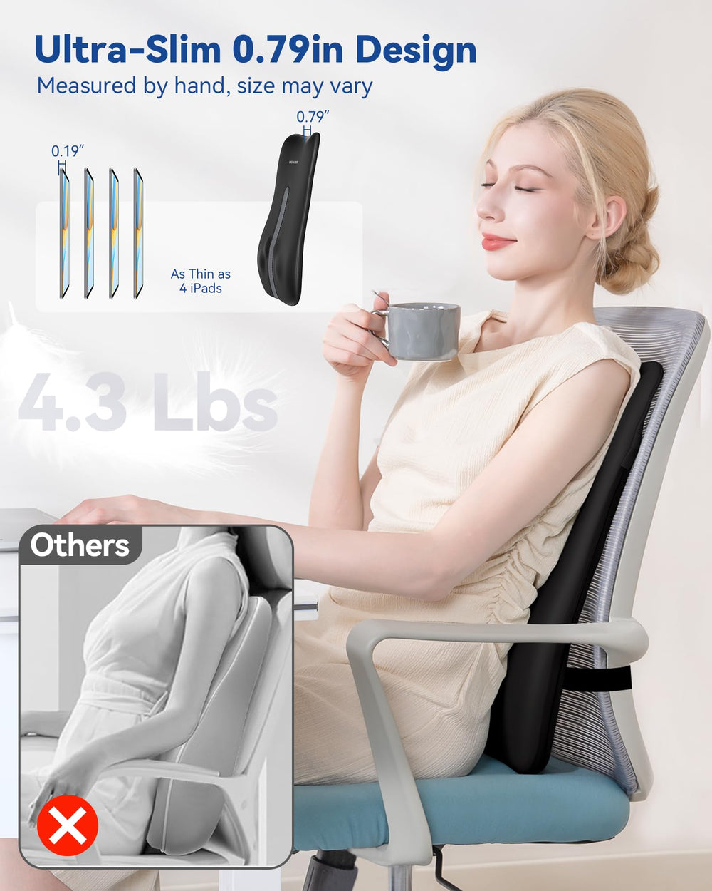 KingPavonini ultra-slim massager fits chairs and car seats for on-the-go relief