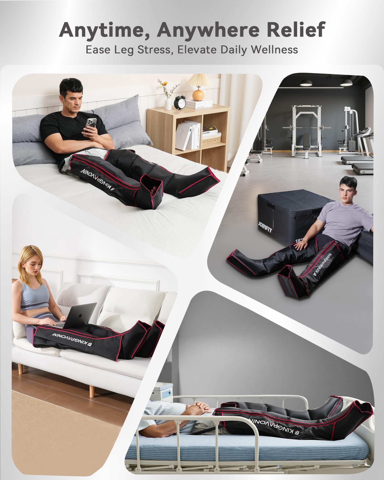 KingPavonini full-leg recovery boots support post-workout or travel recovery.