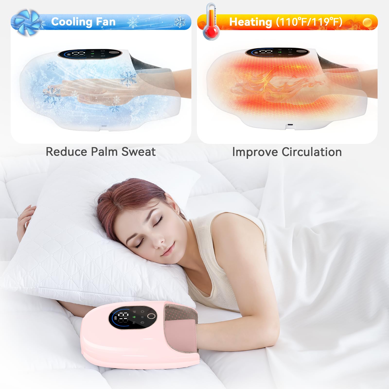 KingPavonini Hand Massager bi-directional rollers target palm points for deeper relief.