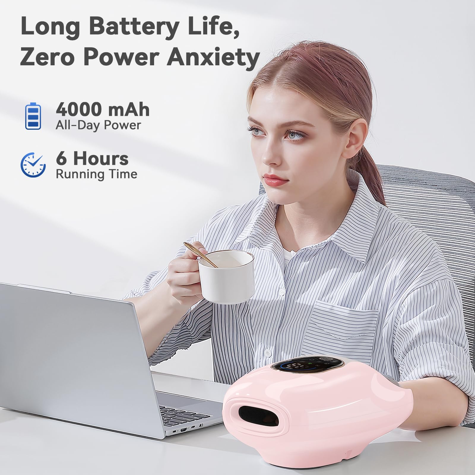 KingPavonini Hand Massager heat settings enhance circulation and comfort.