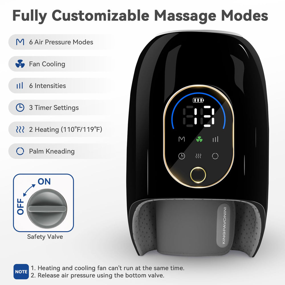 KingPavonini heat settings 110°F and 119°F for circulation and joint comfort.