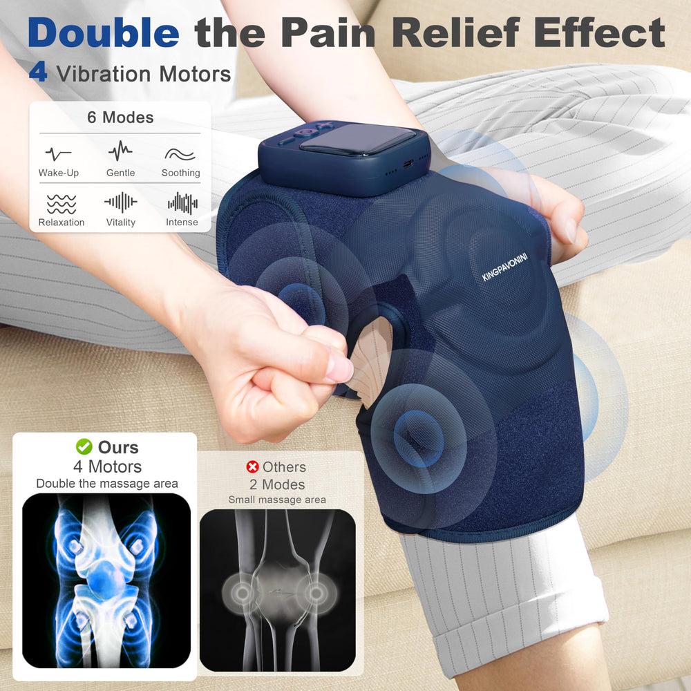 KingPavonini knee massager with 4-motor coverage delivers full-knee relief