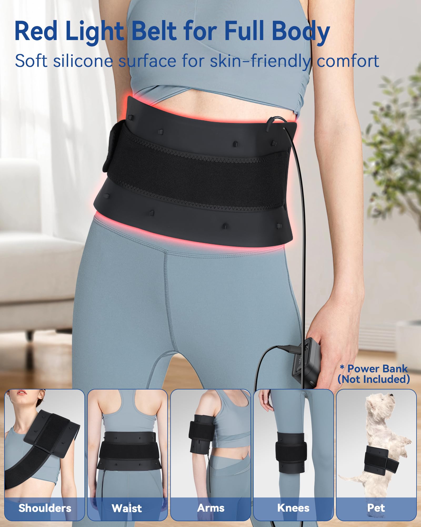 KingPavonini red light therapy lamp belt worn for targeted relief.
