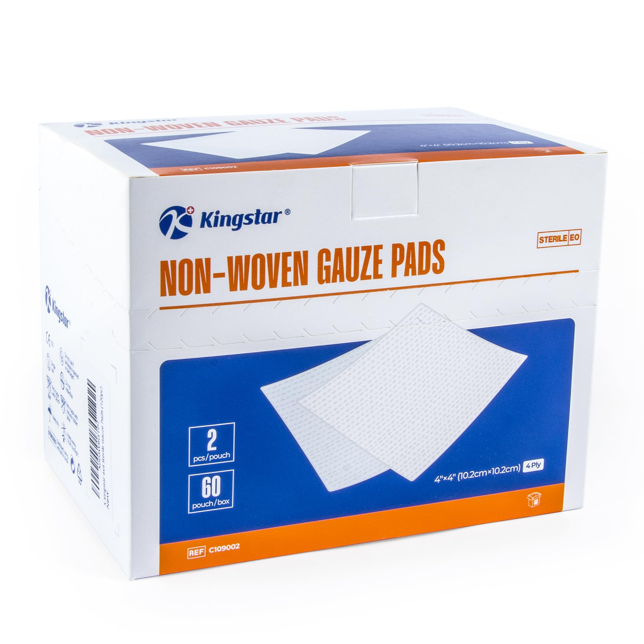 Kingstar gasa no tejida esteril 4x4, suave y absorbente para heridas pequeñas.