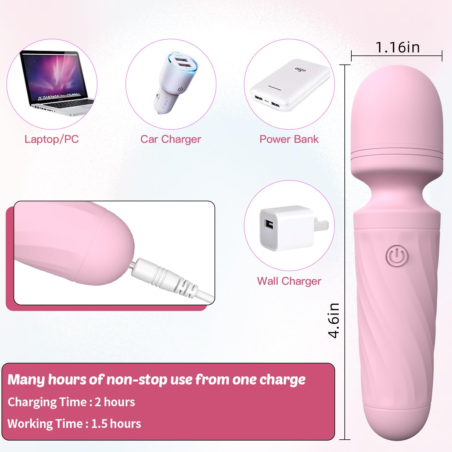 KINGWAND compact travel massager fits in a bag for on-the-move relief.