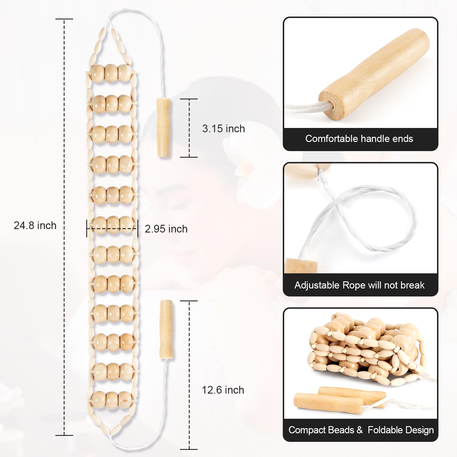 KintKita wood beads massage tool natural wood beads for smooth rolling