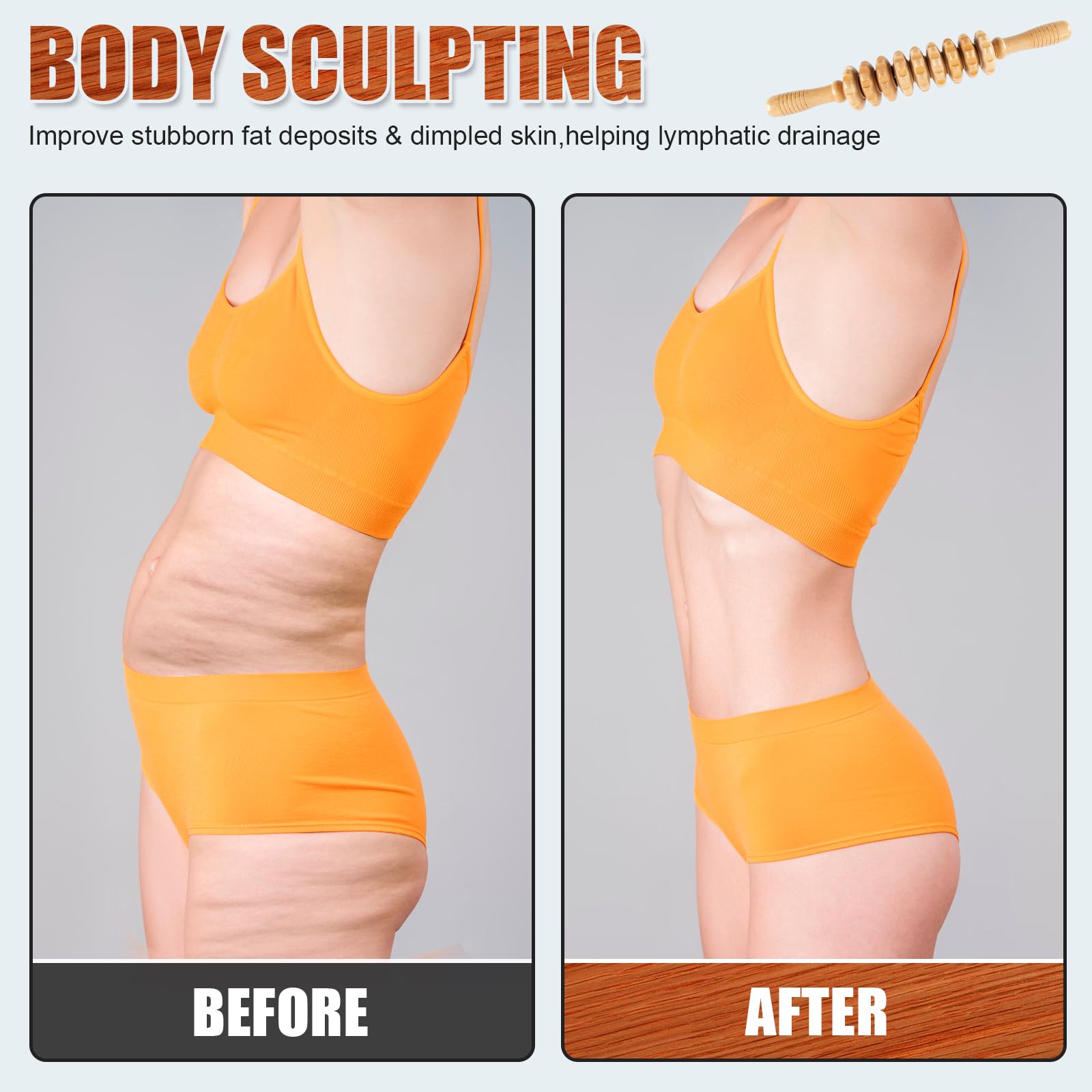 Ergonomic hand grip and wood texture for comfortable, controlled rolling.