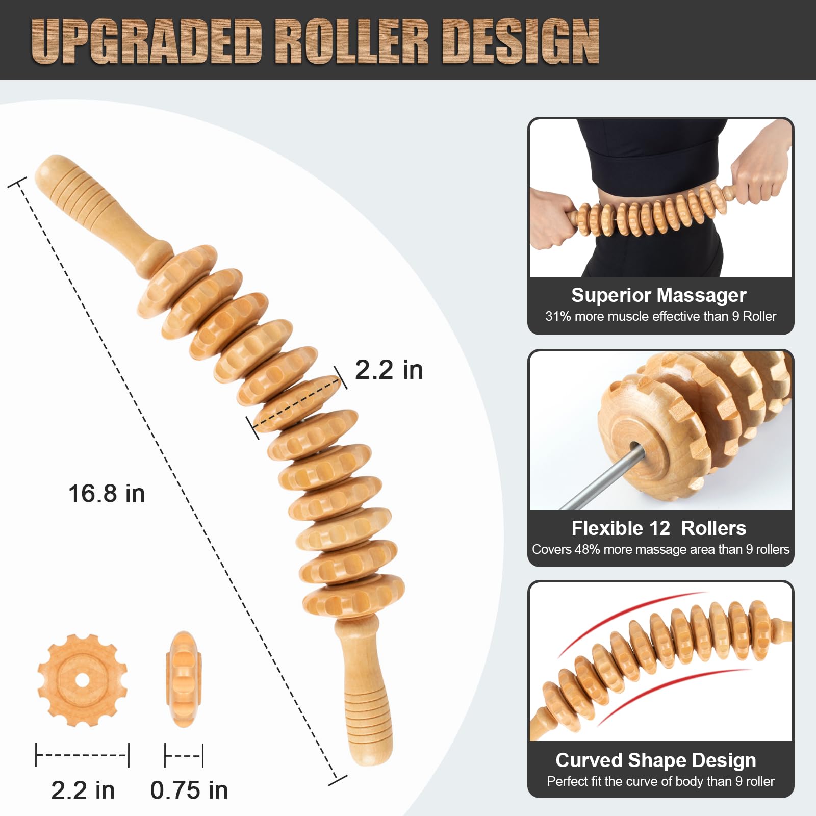 KintKita Wood Therapy Roller leg massage to ease tension.