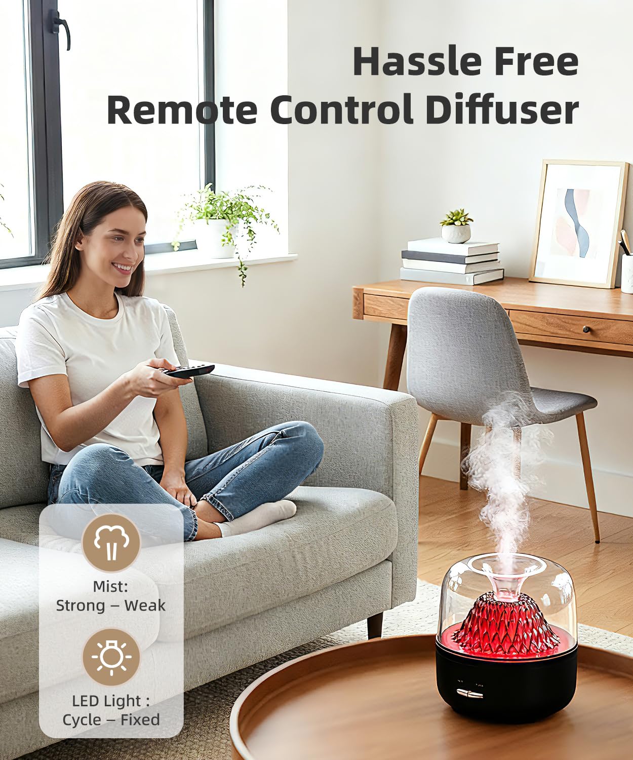 KinYiLO ultrasonic diffuser disperses aroma with quiet operation for study or relaxation.