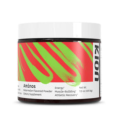 Kion Aminos Watermelon tub shown for post-workout recovery.