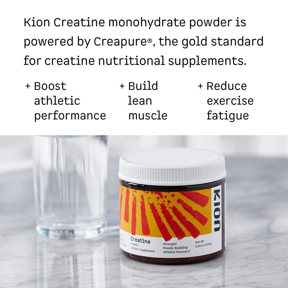 Close-up of Kion Creatine label highlighting Creapure purity