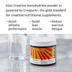 Close-up of Kion Creatine label highlighting Creapure purity