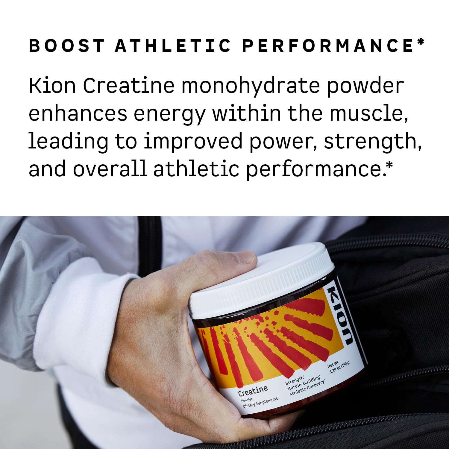 Kion Creatine serving scoop ready to measure a dose