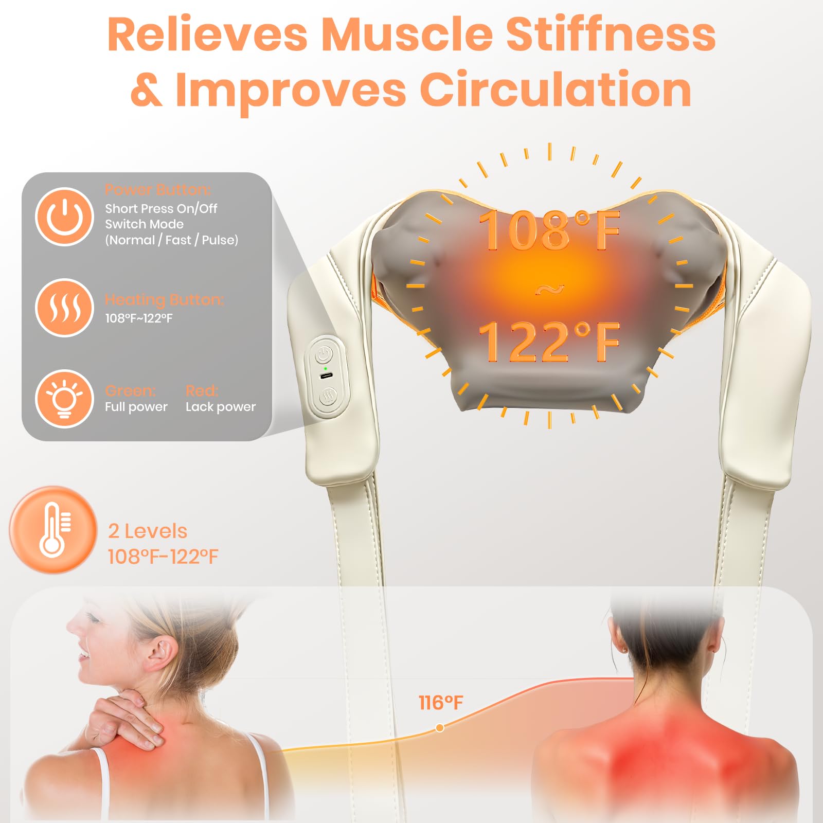 KIOWOLFVIS heat settings offer warm comfort during massage sessions
