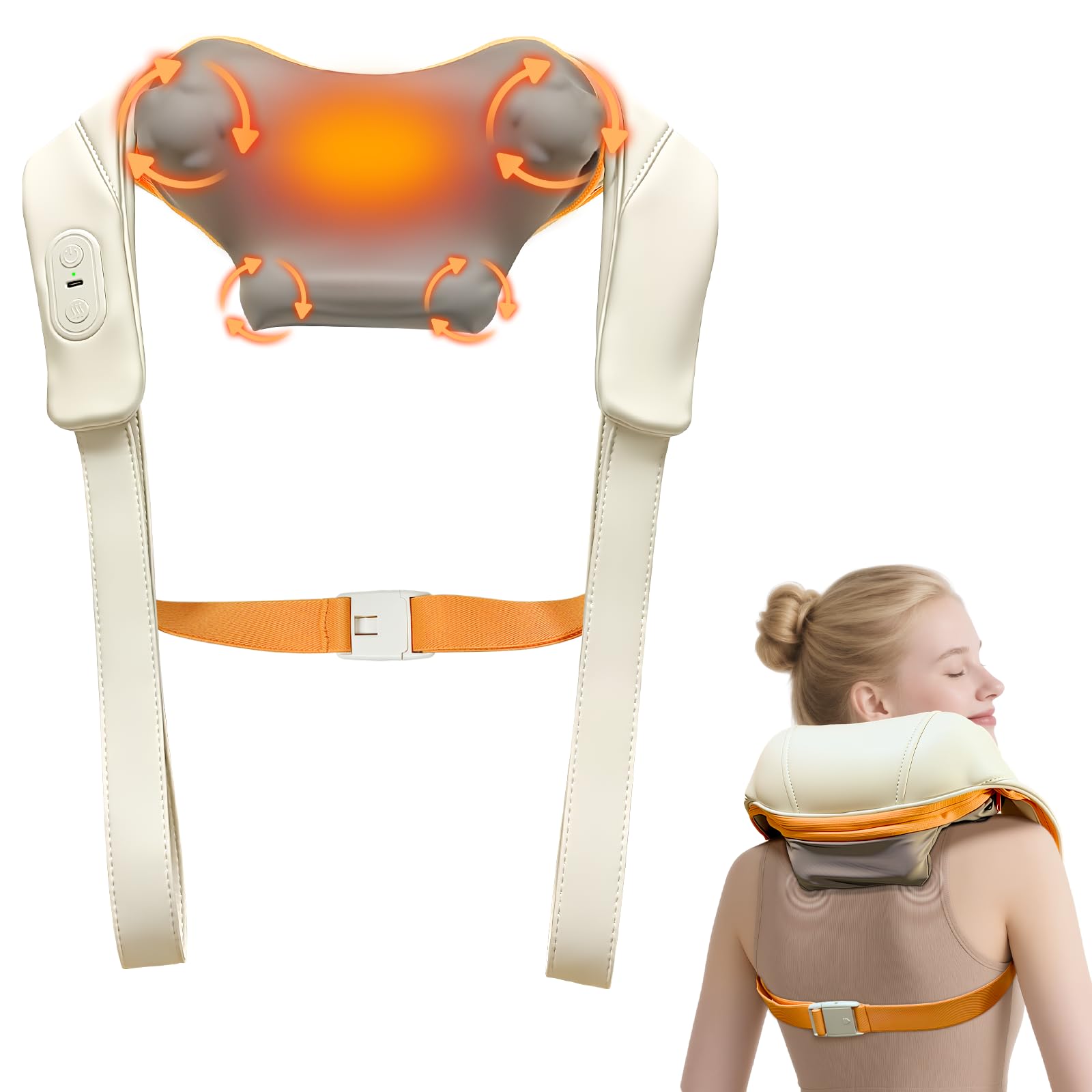 KIOWOLFVIS shiatsu neck massager with heat provides soothing neck relief at home