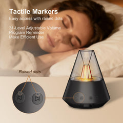 Kipcush Sleep Haven sits by bedside for easy access during bedtime routines.