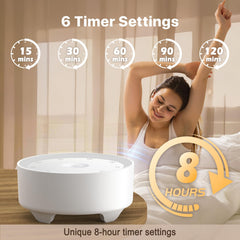 Kipcush white noise machine timer display highlighting scheduling options.