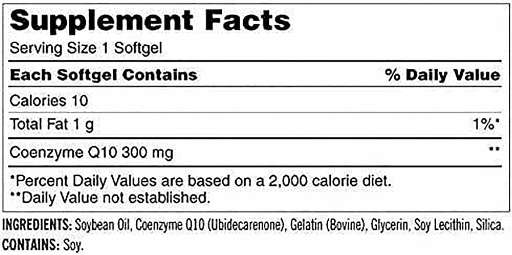 Kirkland CoQ10 softgels close-up showing easy-to-swallow capsules for energy production