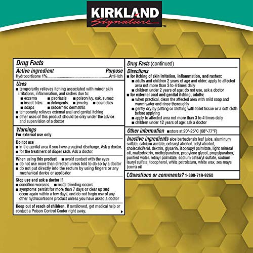 Kirkland Hydrocortisone 1% Plus Anti-Itch Cream tube close-up ideal for on-the-go relief