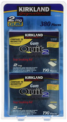 Kirkland Signature Quit Smoke Gum 2 mg 380-count packaging for on-the-go craving relief