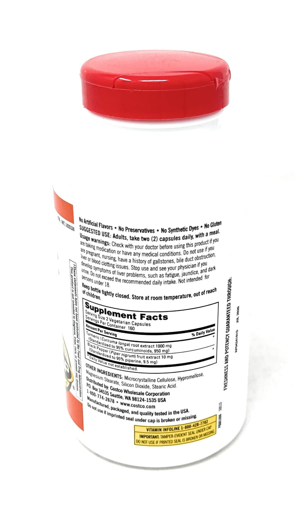 KIRKLAND Turmeric bottle on kitchen counter for daily use.