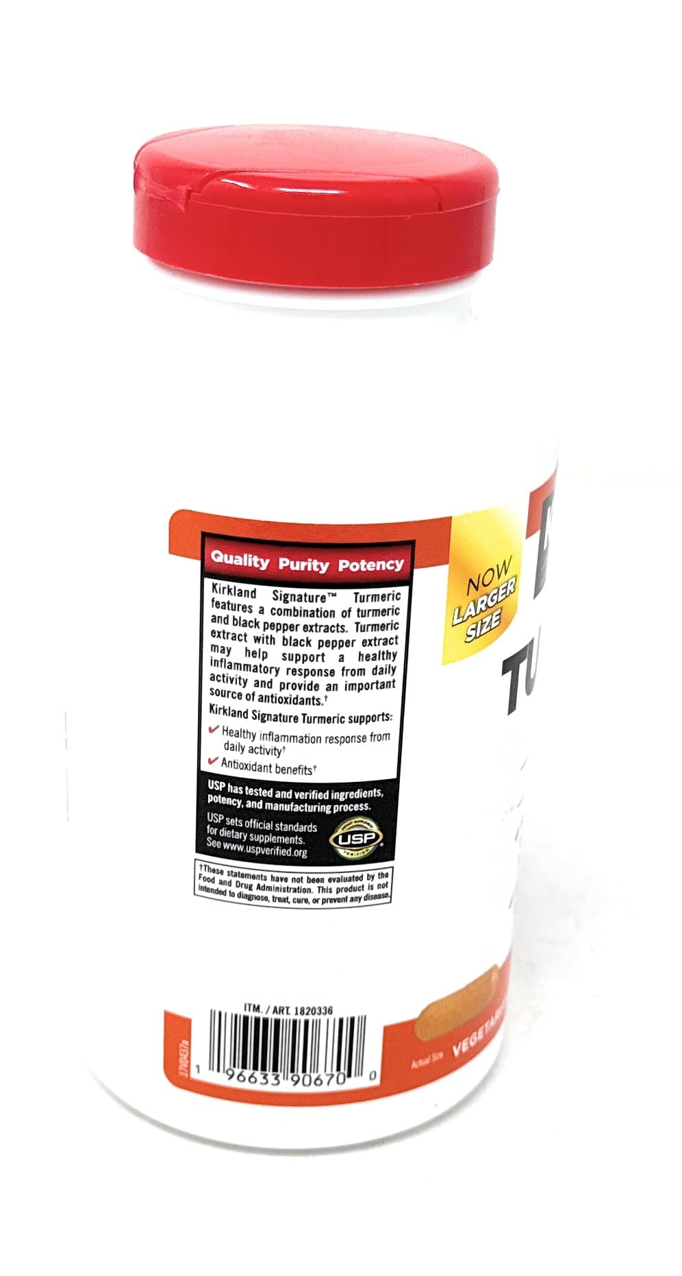 Pile of KIRKLAND Turmeric capsules showing everyday wellness potential.