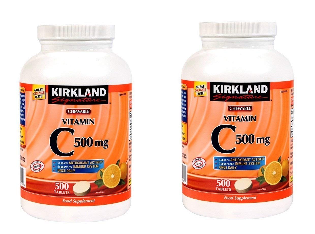 Kirkland Vitamin C chewables close-up of tablets, bright flavor ideal for daily use