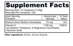 Kirkman Buffered Vitamin C Powder being poured into a glass for easy support.