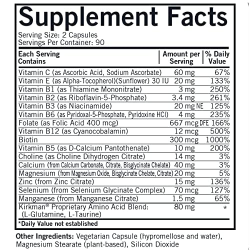 Kirkman Everyday Multivitamin bottle front label highlighting dairy-free formulation