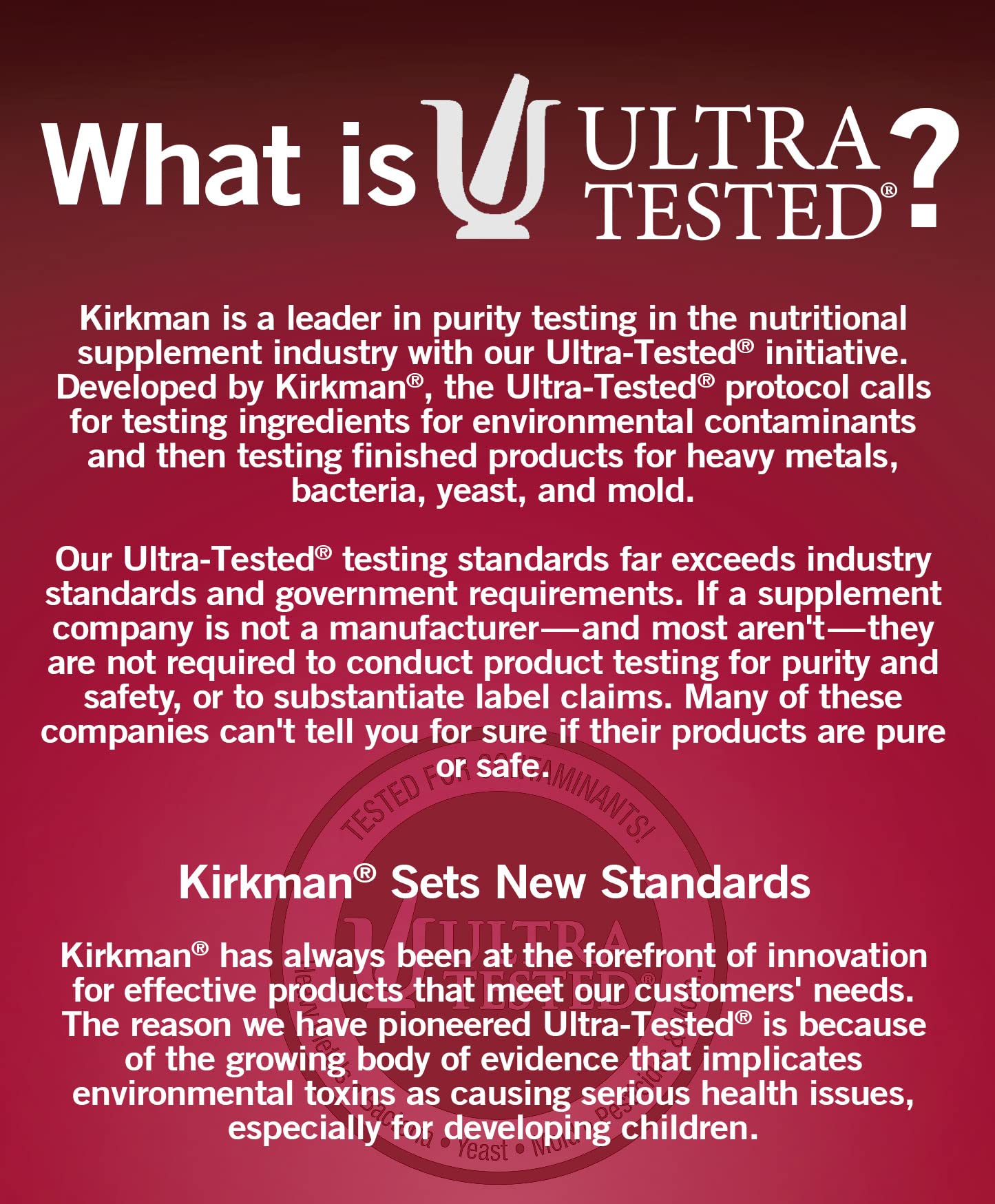 Kirkman Zinc Picolinate hypoallergenic symbol image communicates allergen-free standards.