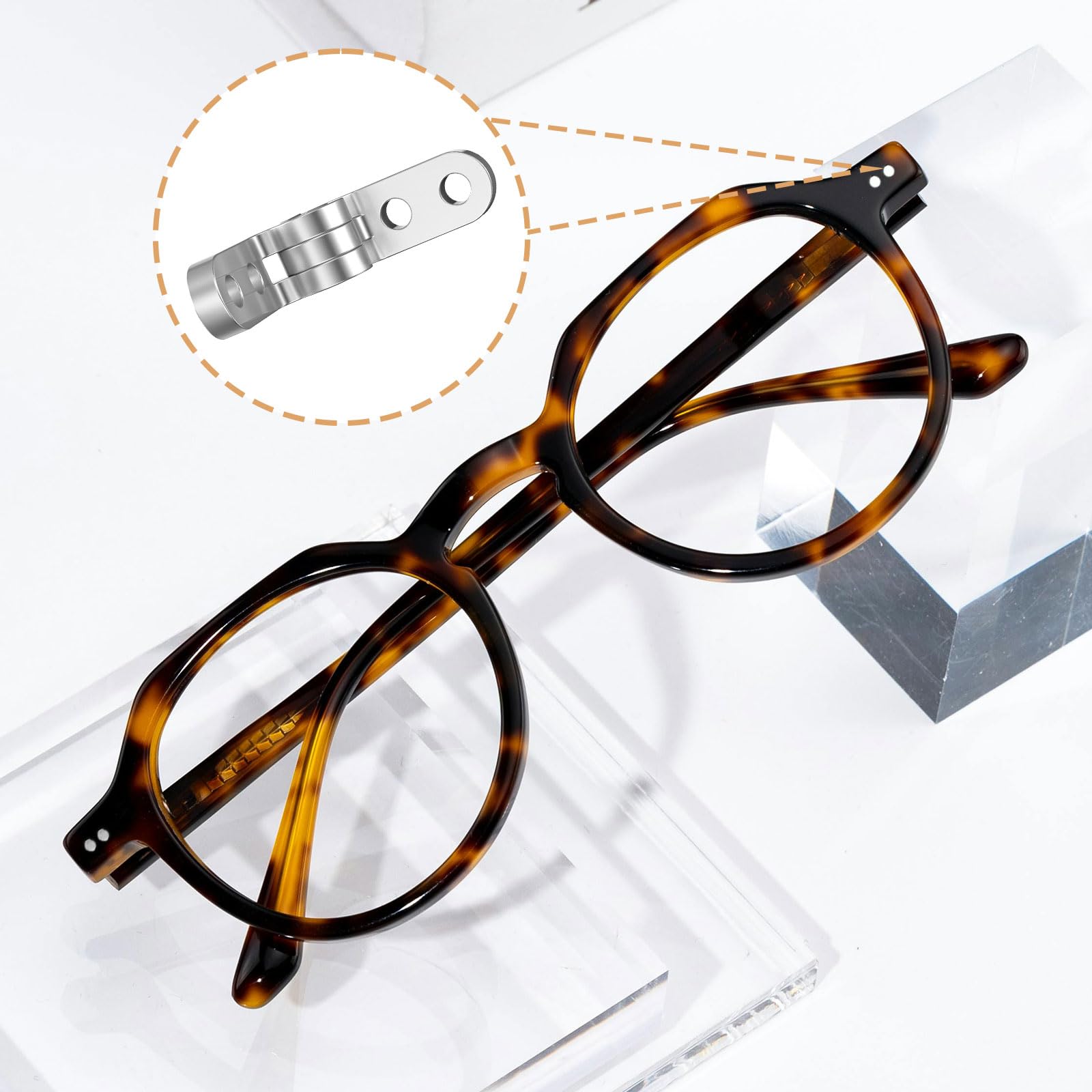 KishYa eyeglass hinge easy-installation, repair in minutes with no special tools.