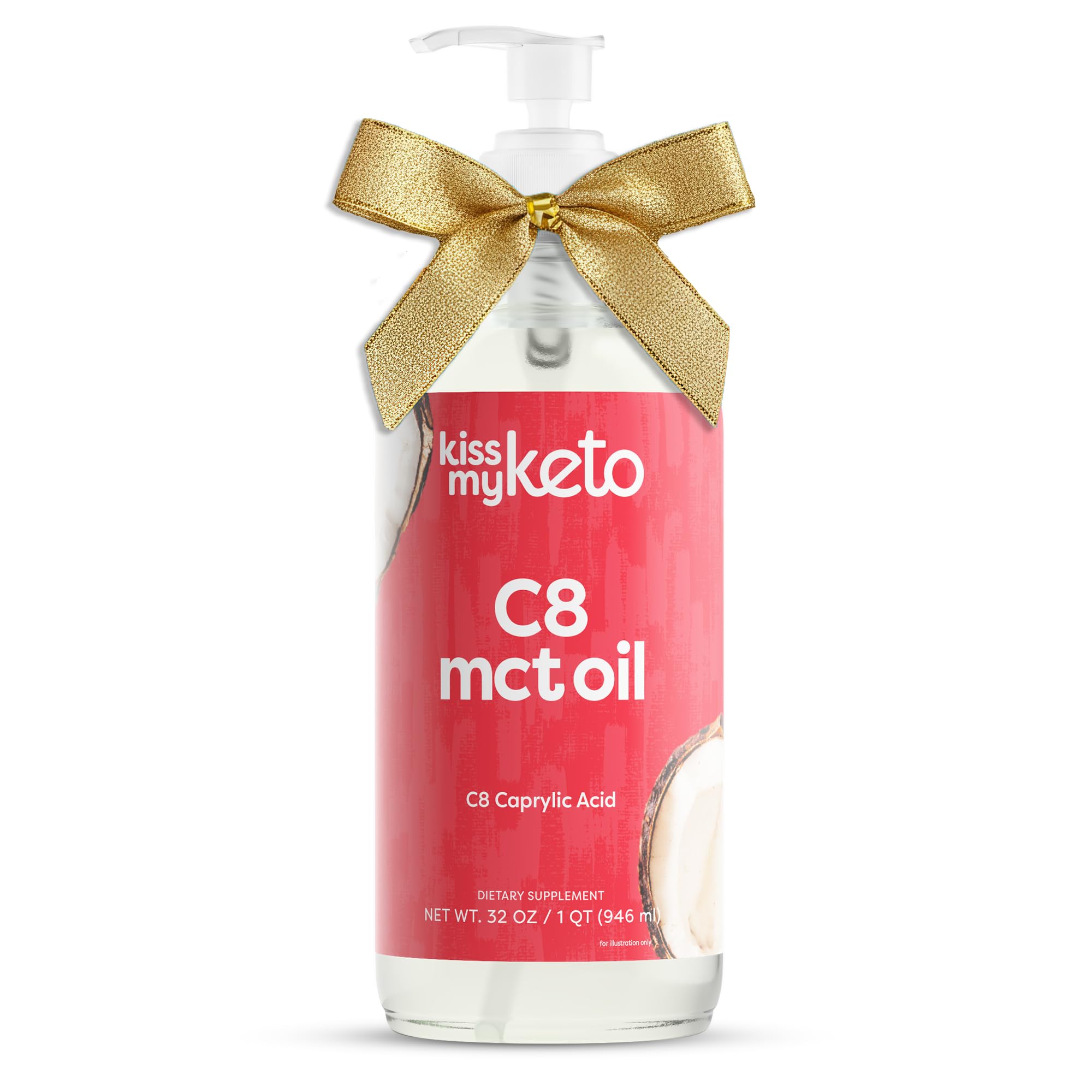 Kiss My Keto MCT Oil C8 bottle with pump for easy dosing and daily energy