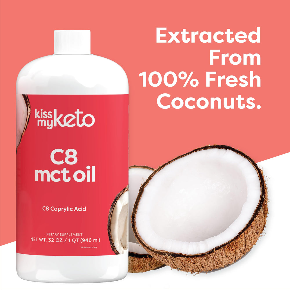 Kiss My Keto MCT Oil C8 being stirred into coffee for a smooth blend