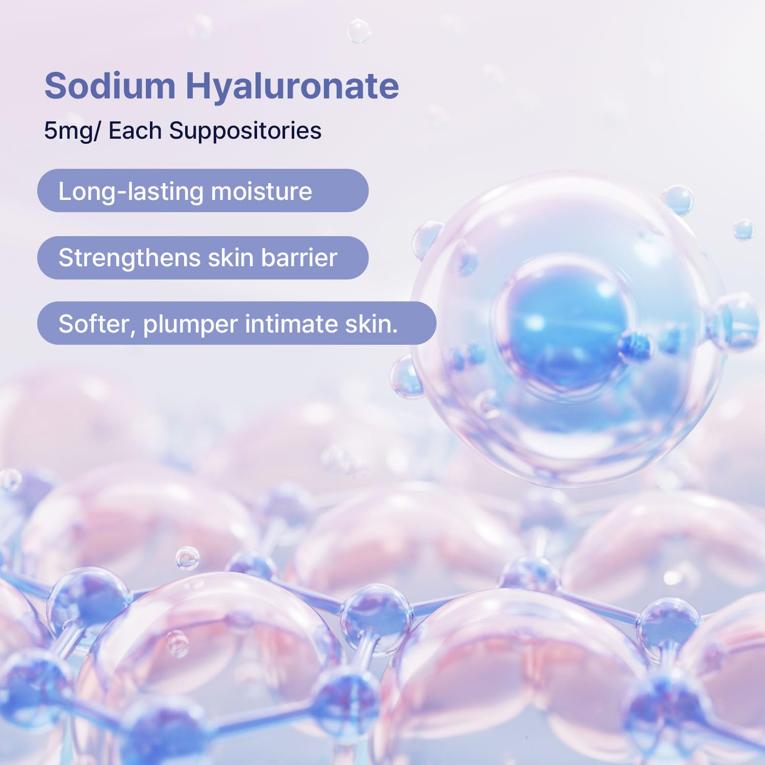 Kissbea Hyaluronic Acid Suppositories before bed for long-lasting moisture.
