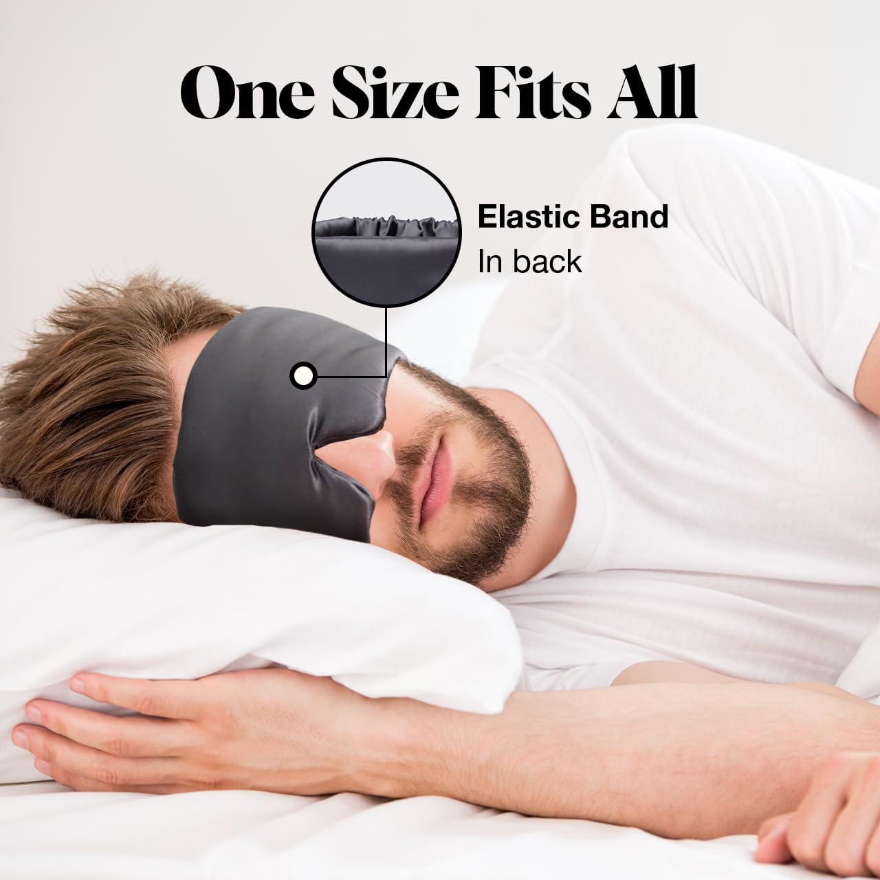 Charcoal black Kitsch satin sleep mask highlighting soft texture for skin comfort
