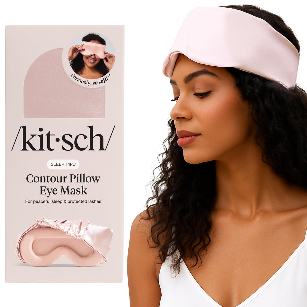 Kitsch Contour Pillow Eye Mask with blush color, lash-safe fit, and light-blocking comfort.