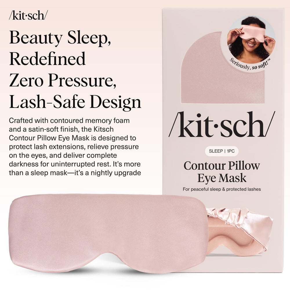 Kitsch Lash-Safe Eye Mask blocks light while preserving lash extensions for restful sleep.
