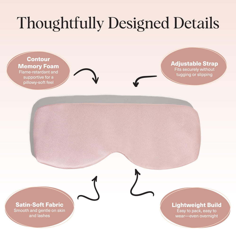Kitsch Memory Foam Eye Mask with satin finish cushions around the eyes.